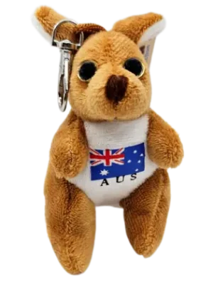Plush Kangaroo Keychain – Australia Flag Shirt
